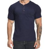 Men's Casual Henley Collar Short Sleeve T-Shirt 61044527Y