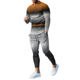 Men's Sports Casual Crew Neck Pullover Sweatshirt and Trousers Set 30423543F