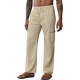 Men's Solid Color Drawstring Loose Multi-Pocket Pants 83573958Y