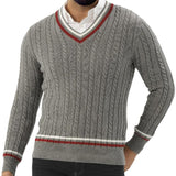 Men's Colorblock V-neck Long Sleeve Knit Sweater 82590963X