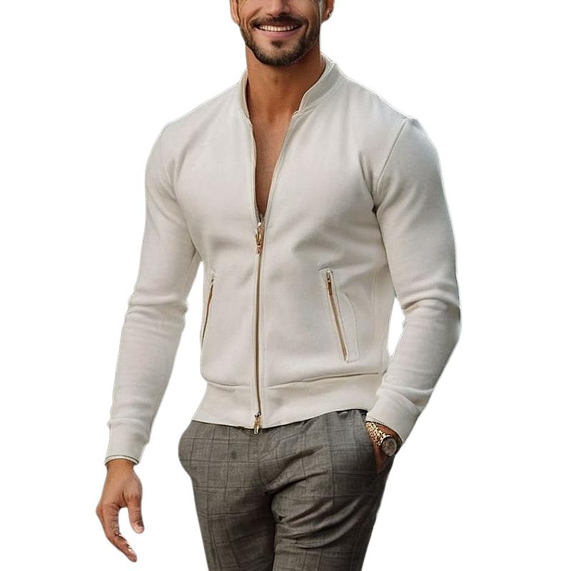 Men Fashion Casual Stand Collar Sweatshirt Jacket 04824837Y