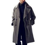 Men's Black and White Check Notch Lapel Coat 47173893U