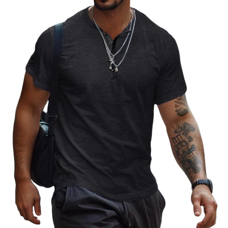 Men's Sport Button Henley Neck Short Sleeve T-Shirt 79800448Y