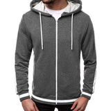 Men's Retro Casual Colorblock Zipper Drawstring Hoodie 09658298TO