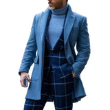 Men's Casual Retro Solid Color Lapel Mid-length Coat 02258540TO