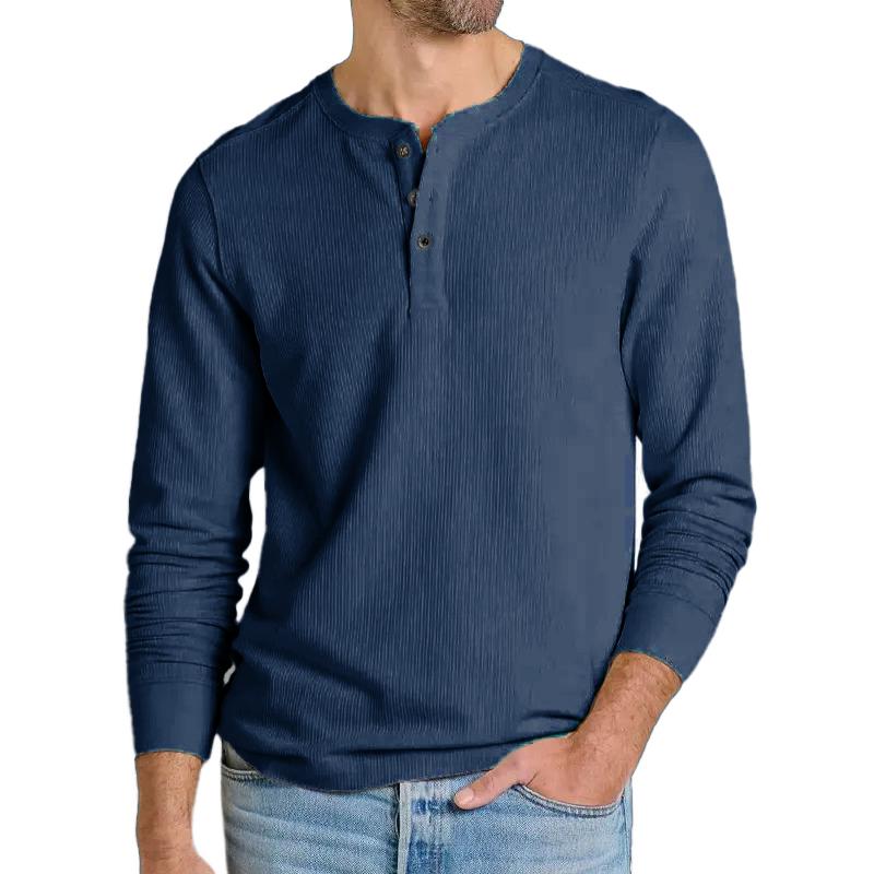 Men's Solid Color Henley Collar Long Sleeve Sweatshirt 29029887Y