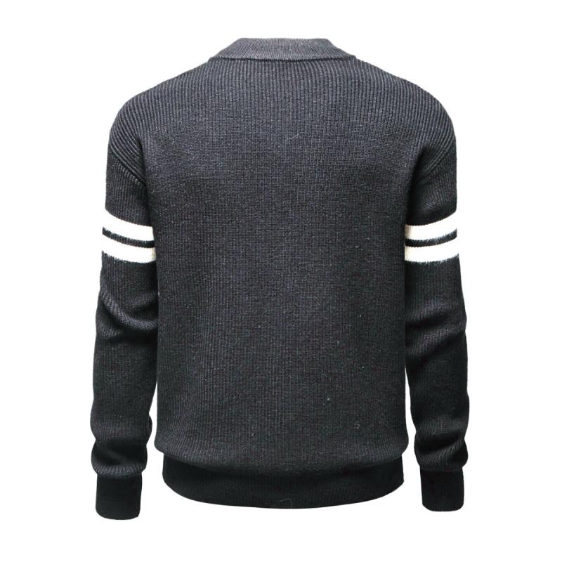 Men's Casual Stand-up Collar Colorblock Loose Zipper Knitted Cardigan 24106709M