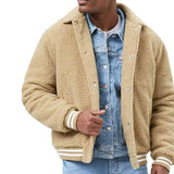 Men's Casual Lapel Lamb Wool Warm Thick Loose Jacket 57245193M