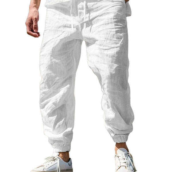 Men's Casual Cotton Linen Breathable Elastic Waist Loose Pants 75294009M