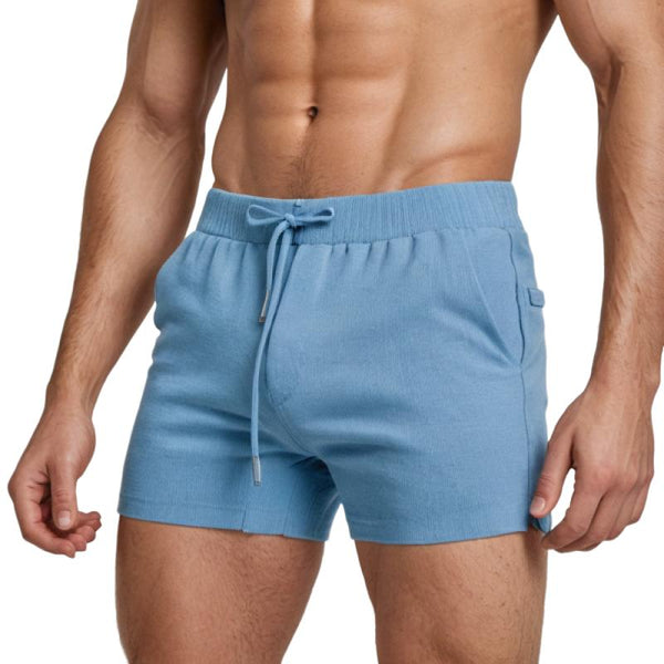 Men's Solid Color Sexy Tight Lace Up Shorts 28105686Y