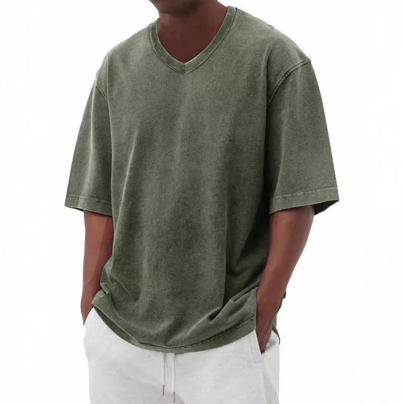 Men's Casual V-neck Loose Short-sleeved T-shirt 79085892M