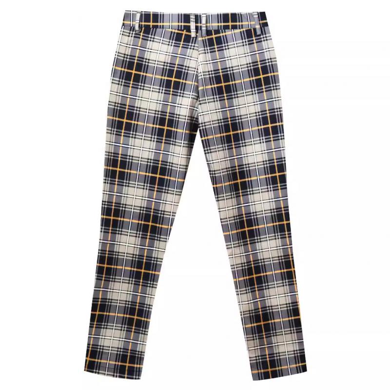 Men's Casual Plaid Print Pants 78605229Y