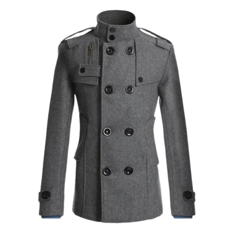 Men's Classic Mid-length Double-breasted Wool Coat 24383861F