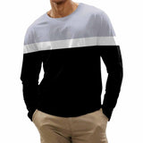 Men's Retro Casual Round Neck Printed Long Sleeve T-Shirt 23211911TO