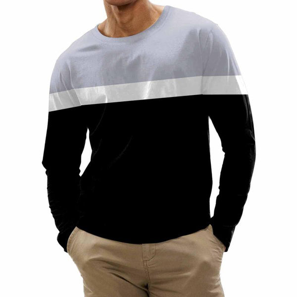 Men's Retro Casual Round Neck Printed Long Sleeve T-Shirt 23211911TO