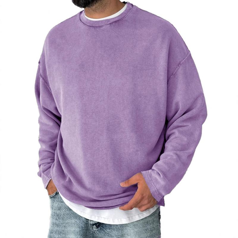 Sudadera informal de manga larga y cuello redondo de color liso para hombre 19533145M