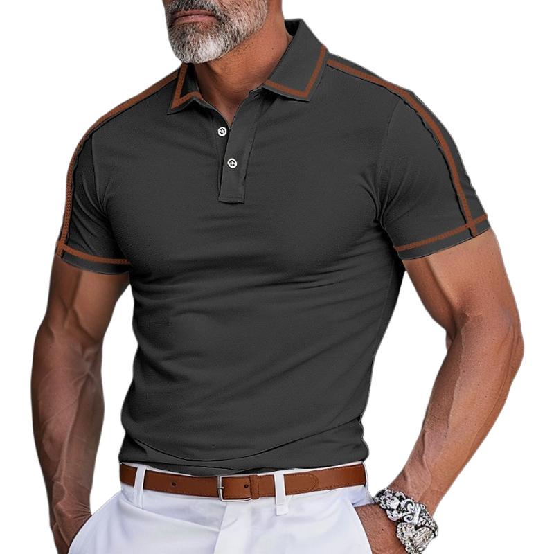 Men's Colorblock Lapel Short-Sleeved Polo Shirt 83408891Y