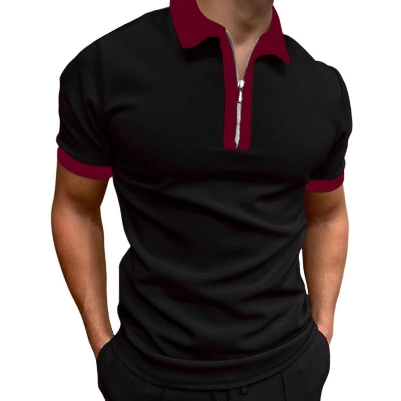 Men's Slim Fit Zip-up Lapel Polo Shirt 74130620U