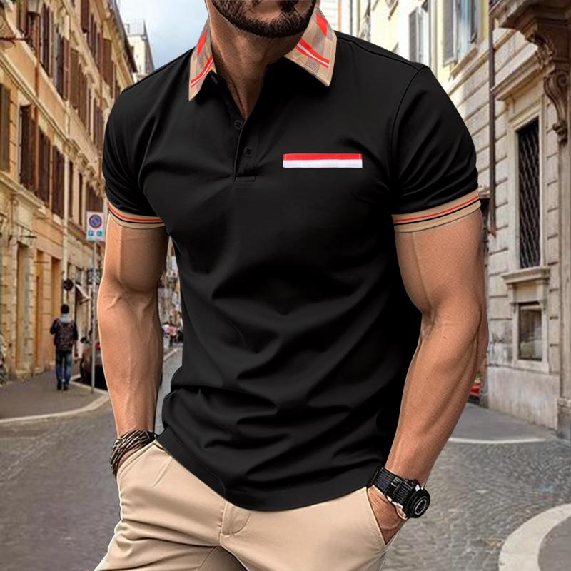 Men's Colorblock Lapel Short Sleeve Casual Polo Shirt 60594655Z