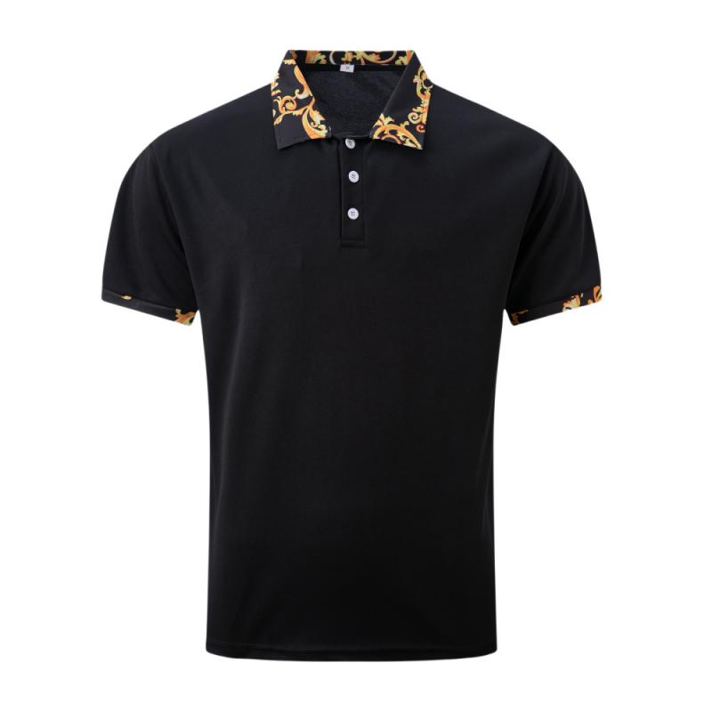 Men's Vintage Graphic Stitching Lapel Short Sleeve Casual Polo Shirt 59552484Z