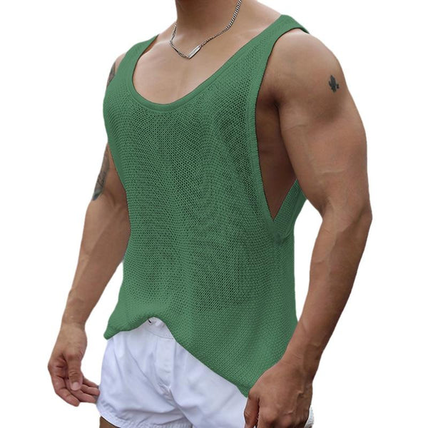 Men's Casual U-Neck Loose Knitted Tank Top 02708345M