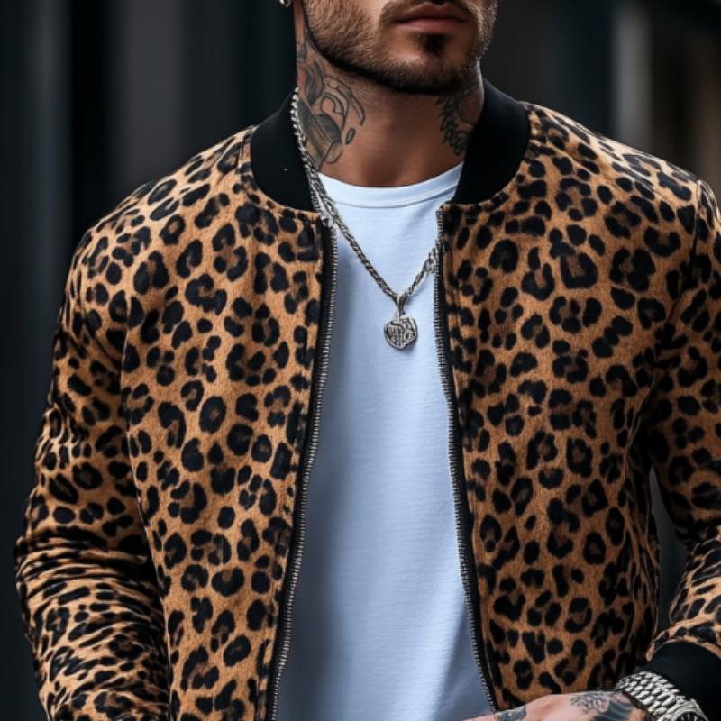 Chaqueta bomber con estampado de leopardo para hombre de Basics 93635399Y