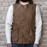 Men's Casual Canvas Round Neck Fashionable Vest 91908181F