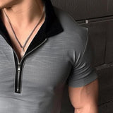 Men's Casual A Solid Color Zipper T-Shirt 29939353TO