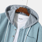 Men's Casual Solid Color Waffle Hooded Shirt 58756257Y