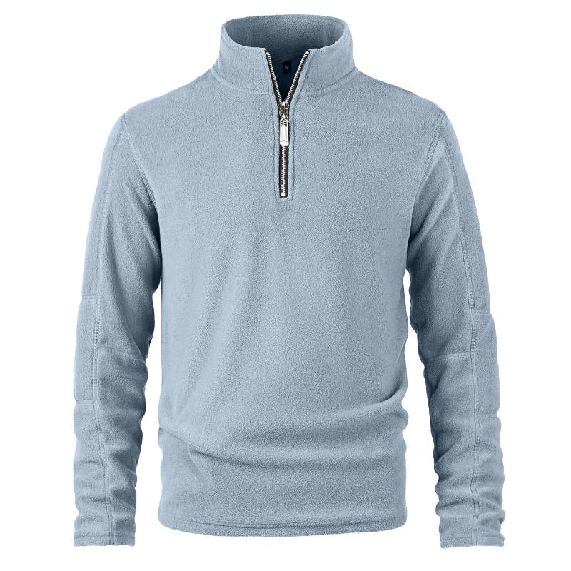 Men's Retro Casual Polar Fleece Solid Color Half Zip Sweatshirt 32478185TO