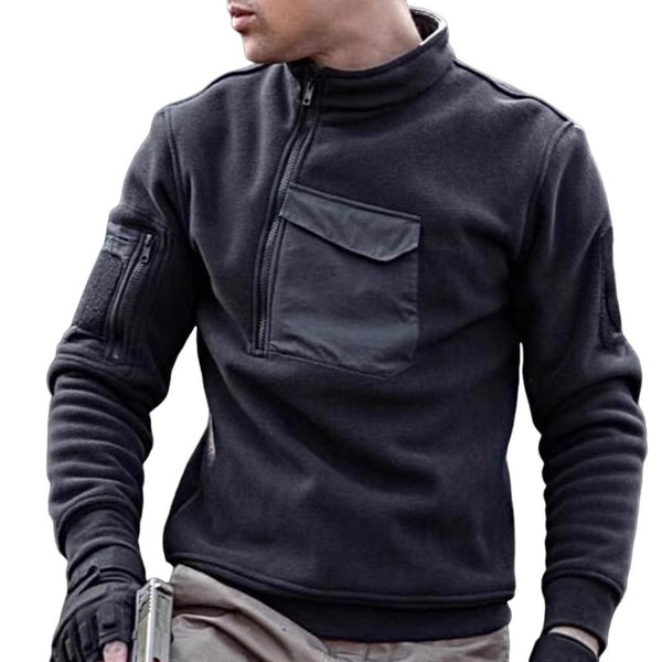 Men's Retro Casual Solid Color Fleece Outdoor Sweater Jacket 32253876TO