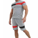 Men's Colorblock Round Neck Short Sleeve T-shirt Shorts Sports Set 29759730Z