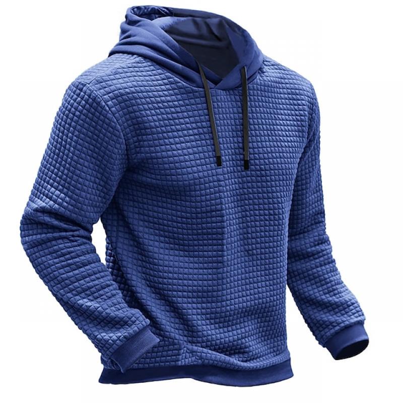 Sudadera con capucha suelta de manga larga con cuadros sólidos para hombre 70531224Z