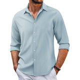 Men's Single-Breasted Lapel Long-Sleeved Shirt 99354806Y