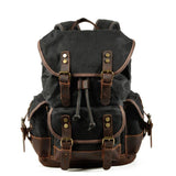 Men's Vintage Outdoor Canvas Stitching Leather Multi-Pocket Backpack 19083234Y