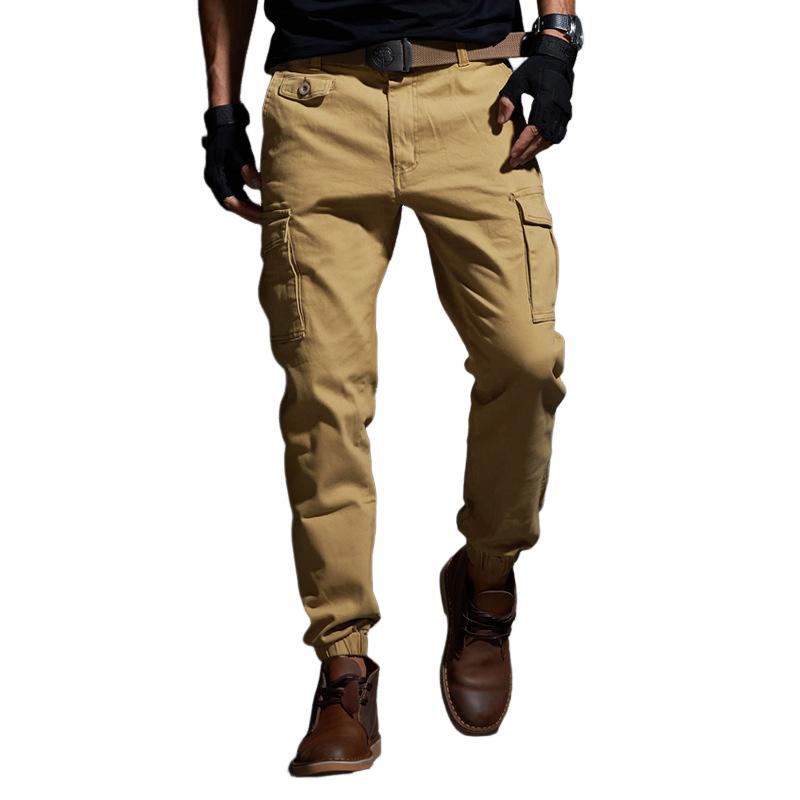 Men's Solid Color Cotton Multi-pocket Cargo Pants 72173251Z