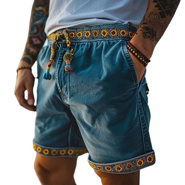 Men's Vintage Ethnic Pattern Beach Shorts 62749011Y