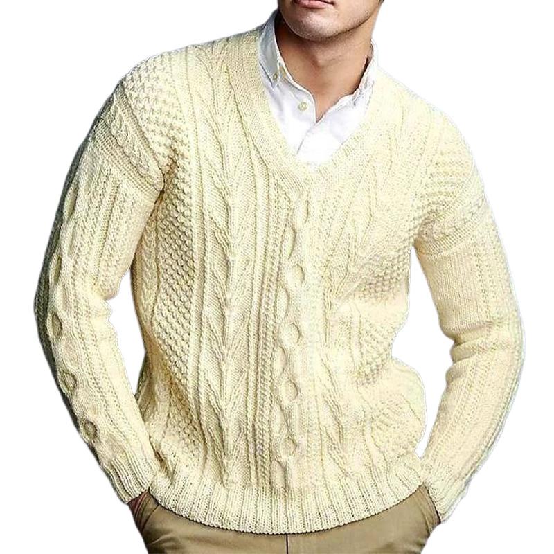 Men's V-neck Jacquard Knitted Sweater 80462338U