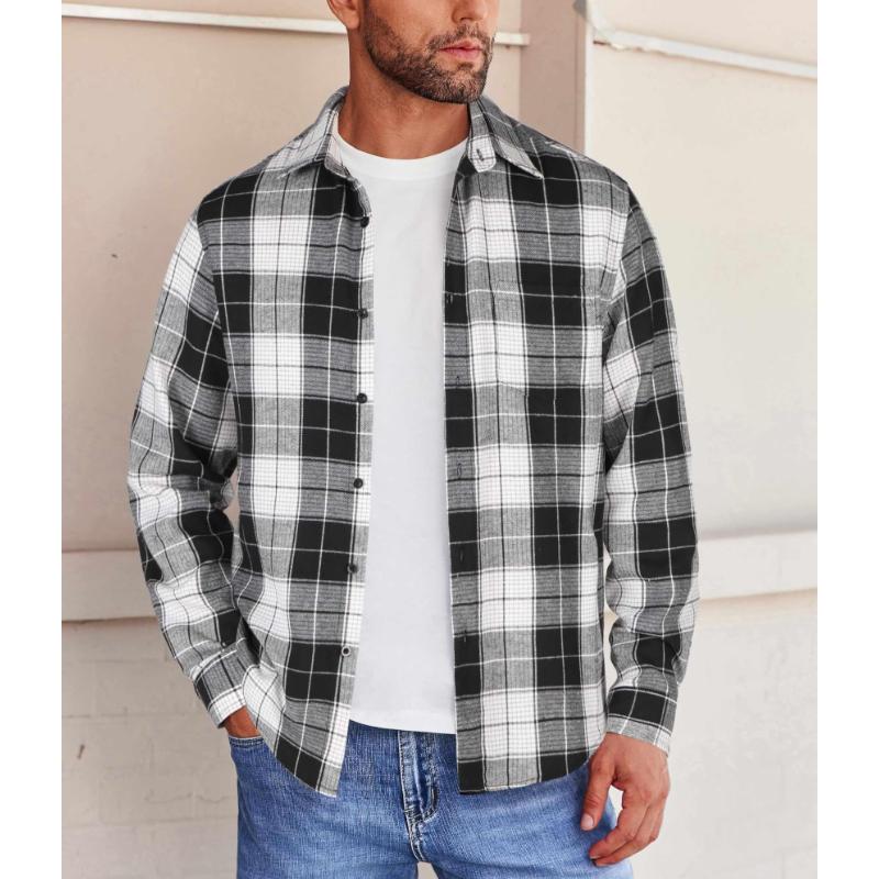 Men's Casual Plaid Long Sleeve Shirt 84216023Y