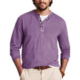 Men's Casual Solid Color Henley Collar Slim Fit Long Sleeve T-Shirt 39494001M