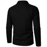 Men's Waffle Solid Half Zip Long Sleeve Lapel Sweatshirt 87830932Y