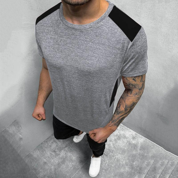 Men's Casual Retro Contrast Color Round Neck Short Sleeve T-shirt 76441679TO