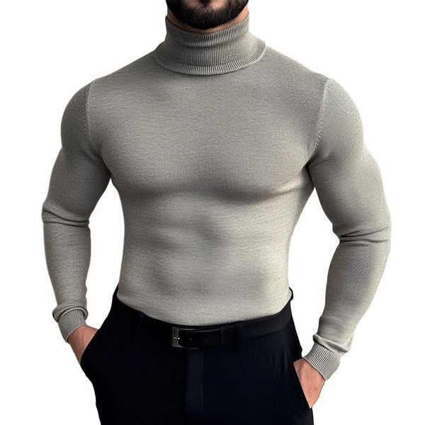 Men's Solid Color Turtleneck Knitted Sweater 34855802X