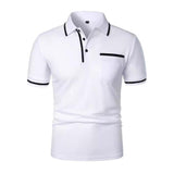 Men's Casual Colorblock Lapel Patch Pocket Short Sleeve Polo Shirt 84429932M