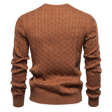 Men's Deer Embroidery Solid Color Crew Neck Sweater 48611583Y