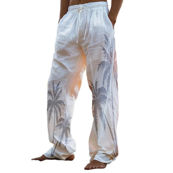 Men's Vintage Cotton and Linen Beach Pants 78798040TO