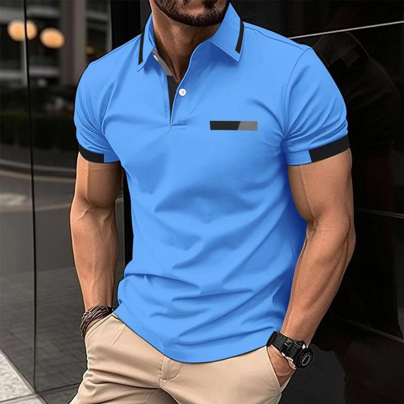 Men's Color Block Short Sleeve Casual Polo Shirt 60121197Z