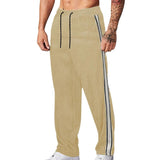 Men's Casual Contrast Patchwork Corduroy Loose Sports Pants 84782499M