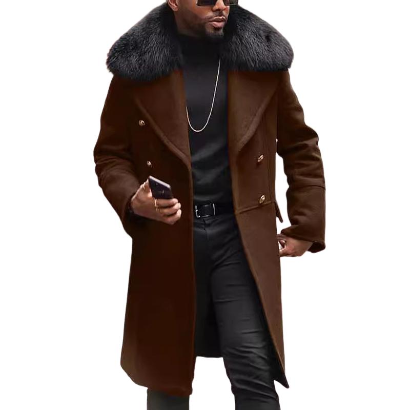 Men's Winter Fur Collar Mid-length Coat 97855887U