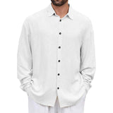 Men's Solid Loose Lapel Long Sleeve Casual Shirt 46144673Z